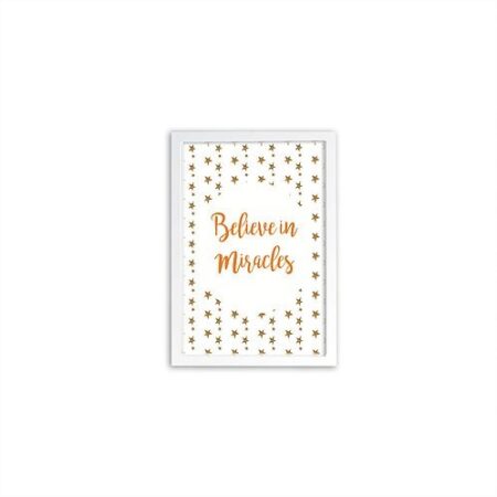 Ilustração Believe in Miracles em Laranja - Moldura Branco