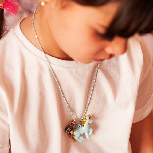 Blue gold Unicorn Necklace - Mary Tale