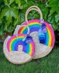Rainbow rounded palm basket small size and large size - Mary Tale