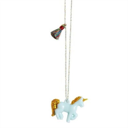 Blue gold Unicorn Necklace with tassle - Mary Tale