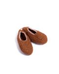 Camel brown Knitted Newborn Shoes with elastic - Mary Tale