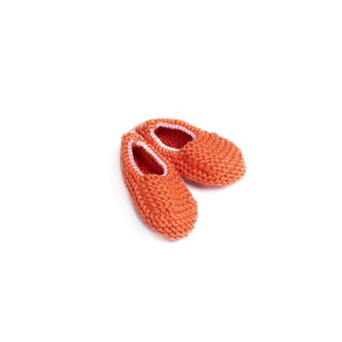 Orange Knitted Newborn Shoes with elastic - Mary Tale