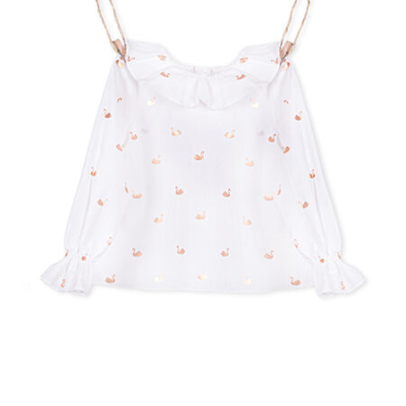 Blusa Cisnes Branca para bebé menina e menina